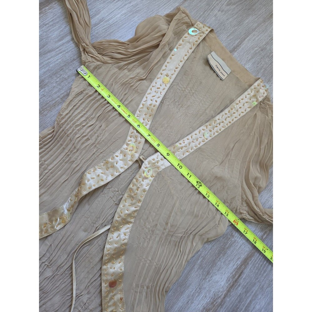 VTG Y2K Carrie Allen 2 Piece Set Beaded Sequin Crinkle Sheer Cami Cardigan M GUC - Picture 4 of 14